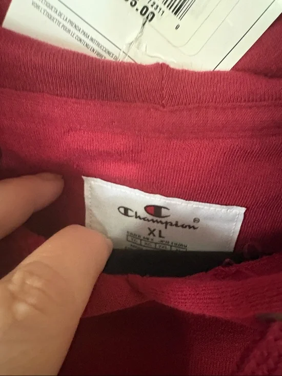 Champion Cardinal Red Pullover Hoodie with Small Logo - Picture 3 of 7